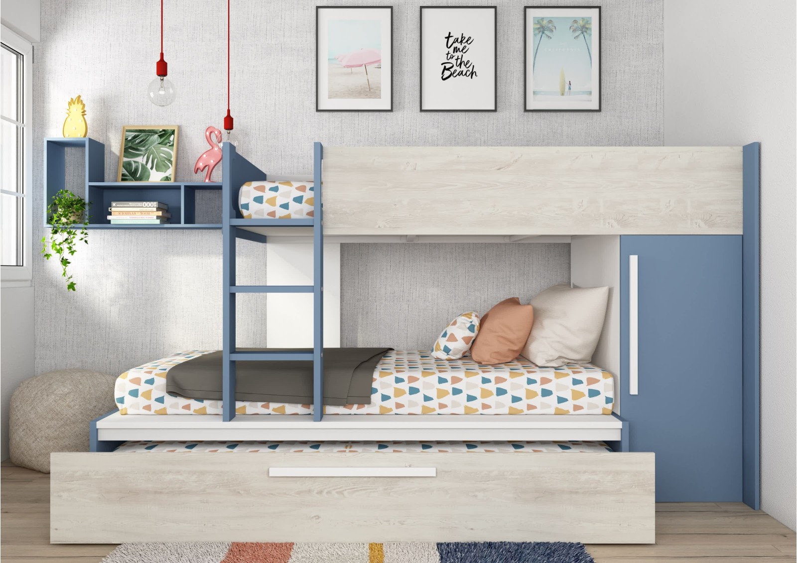Bunkbed 90x200cm with wardrobe and pull-out bed 4.0